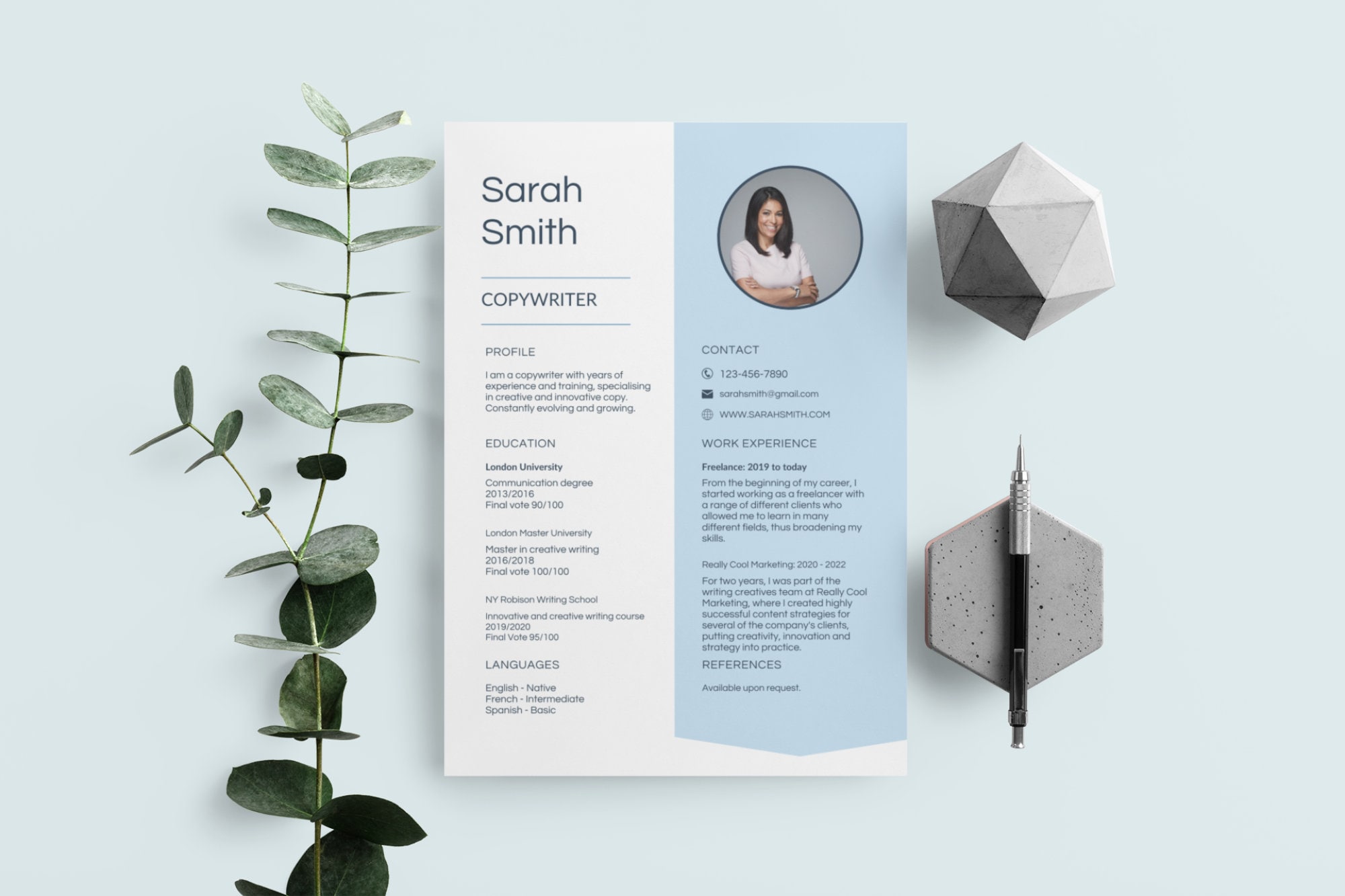 Resume/cv Template 2 | Instant Download | Printable Insert | Personal ...