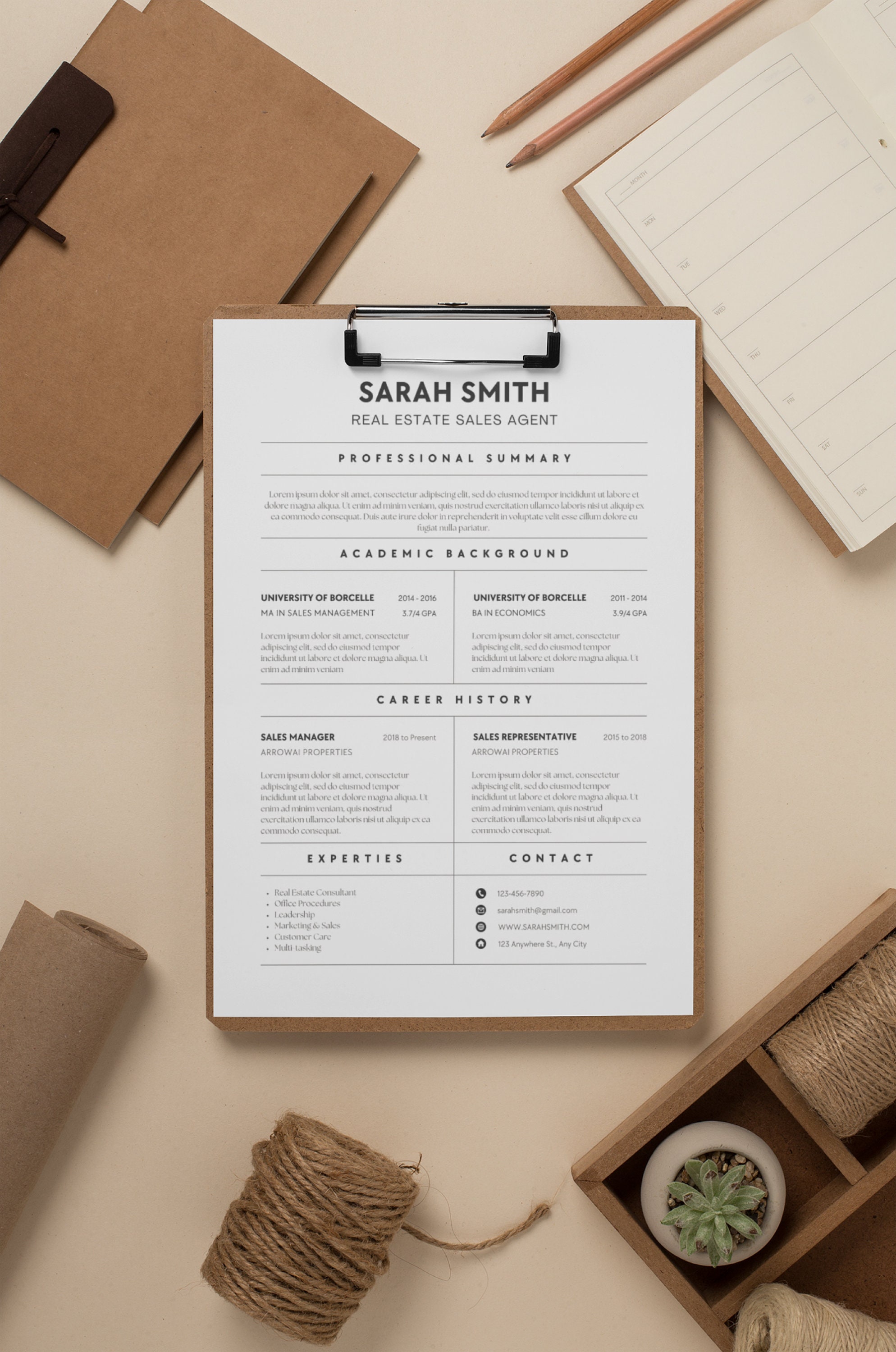 Resume/cv Template 3 | Instant Download | Printable Insert | Personal ...
