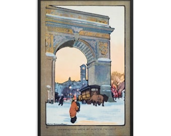 Washington Arch at Winter Twilight (1914) Famous American Impressionism Illustration by Rachael Robinson Elmer Print