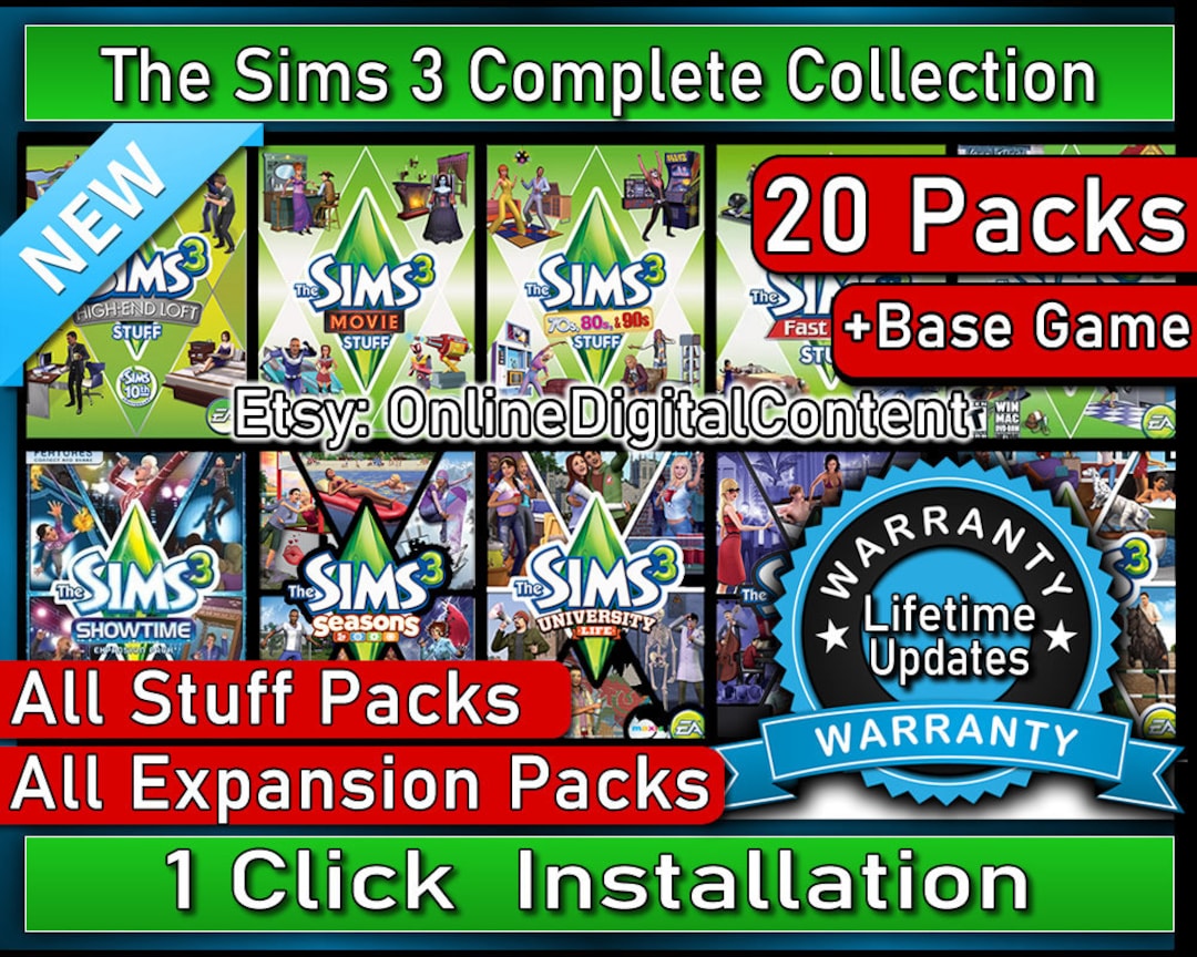 The Sims 3 Complete Collection Base Game All DLC Packs Etsy Australia