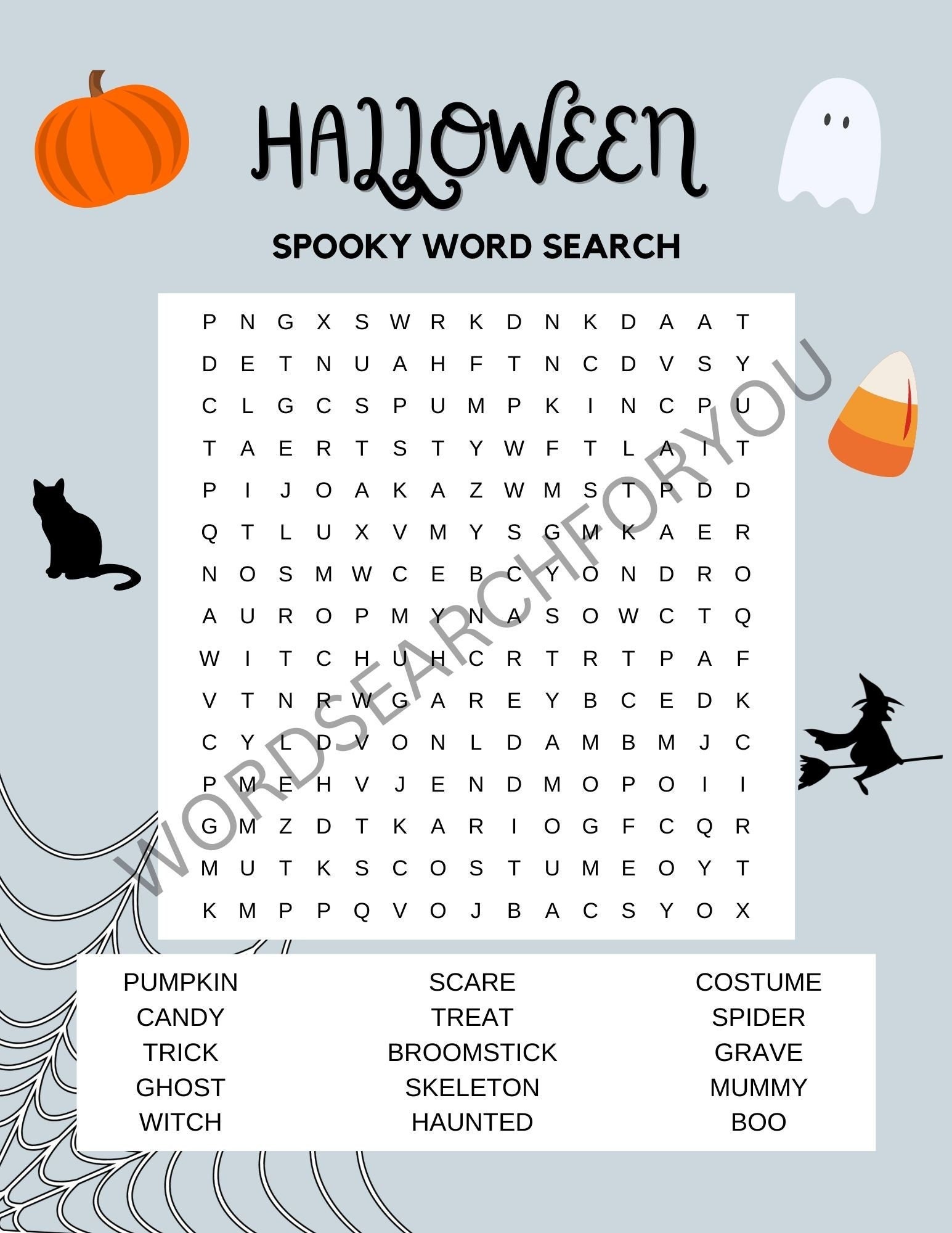 Spooky Halloween Word Search - Etsy