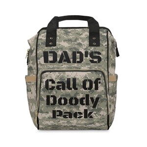 Mochila para pañales Dad's Call Of Doody Pack / Mochila para bebé de inspiración militar para gamers