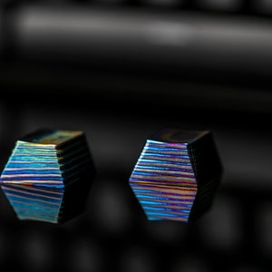 Timascus - Damascus - Moku-Ti - Cherry/GMK profile ESC Key. Custom Forged Keycap