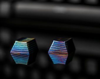 Timascus - Damascus - Moku-Ti - Cherry/GMK profile ESC Key. Custom Forged Keycap