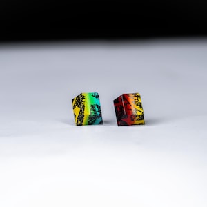Rainbow Fade Splatter GMK Keycap - Aluminum Anodized Keycap -  Made in U.S.A - Machined and Anodized in House. Custom Finish Keycap Aluminum