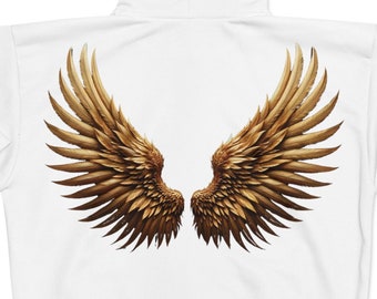 Angel Gold Wings Hoodie: Unisex Full Zip Jacket