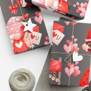 Gnomes Gift Wrap,Valentine Gift Wrap, I Love You Gift  Wrap,Special Occasion Gift Wrapping,Elegant Gift Wrapping Paper,Anniversary Gift Wrap