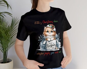 Weihnachtskatzen-T-Shirt, Meowy Kitty jubeln, Weihnachtsliebhaber Geschenk
