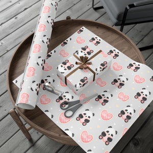 Cute Panda Gift Wrap,Love Gift Wrap,Valentine Gift Wrap,Panda Gift Paper,Panda Love,Elegant Gift Wrap,Panda Paper,Love Panda