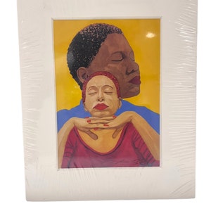 VTG Print of Two African American Women in Deep Thought Matted 8&quot; x 10&quot;