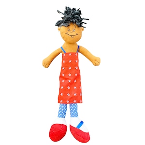 Vintage African American Cloth Rag Doll Folk Art Handmade 10&quot; Doll Girl