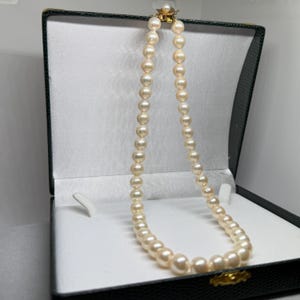 14K gouden grote 8,5-9 mm echte zoutwater Akoya-parelketting 17-inch lengte vintage cadeau voor haar