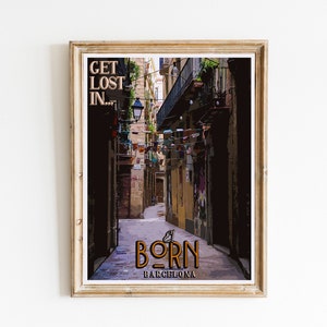 Printable Barcelona Spain Travel Poster, Barcelona El Born Poster, Catalunya Spain Travel Print, Barcelona Wall Art, DIGITAL DOWNLOAD