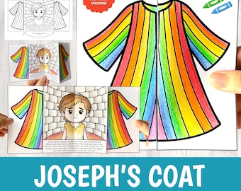 Joseph’s Coat of Many Colors Craft Printable | Bible Story Lesson Activity Kids | Sunday School Cut Glue Worksheet