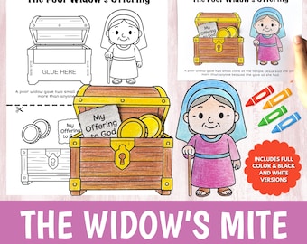 The Poor Widow’s Offering Craft Printable | Bible Story Activity for Kids | Sunday School | Cut Glue Worksheet