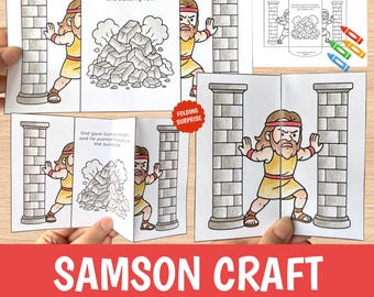 Samson Craft Printable | Bible Story Activity for Kids | Sunday School Cut Glue Worksheet