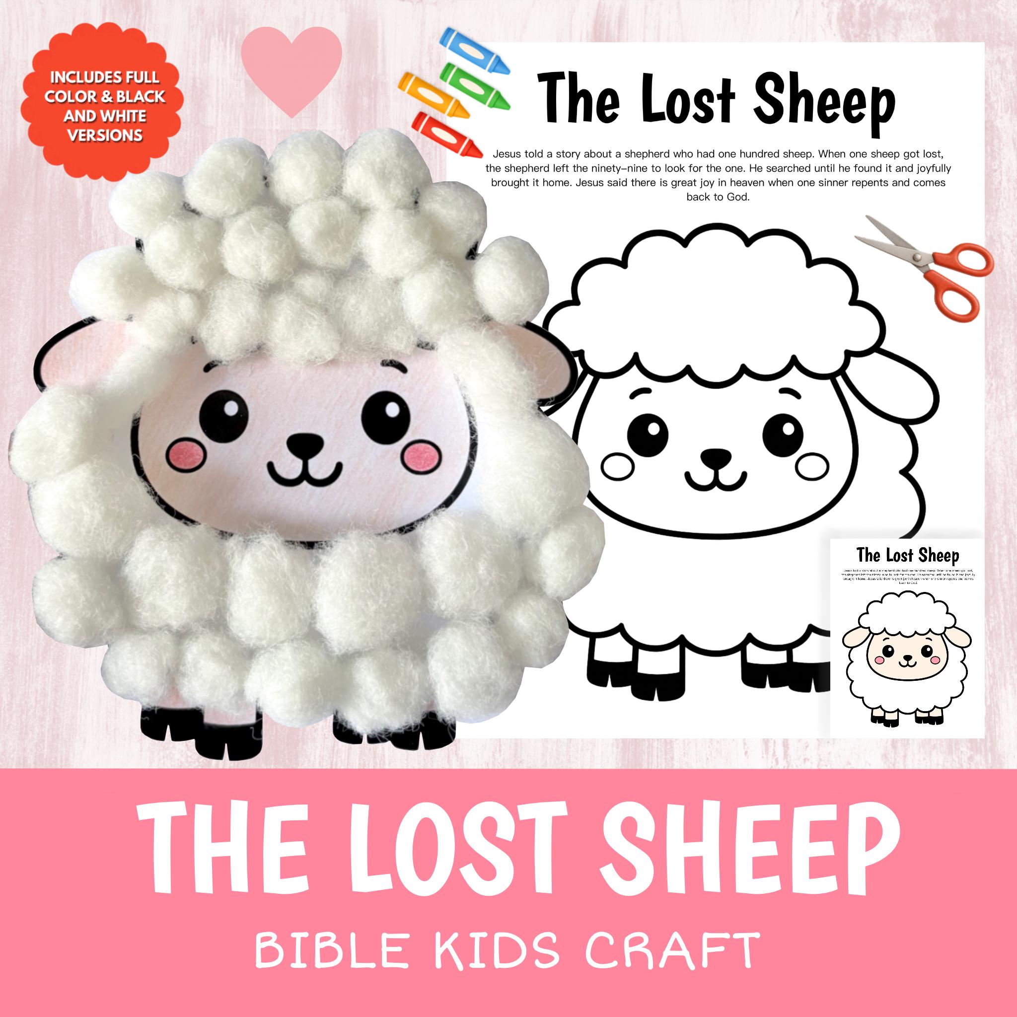 THE LOST SHEEP Cotton Craft Printable Bible Story Activity for Kids…