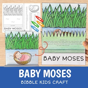 Baby Moses Craft Printable | Bible Story Activity for Kids | Sunday School Cut and Glue Worksheet
