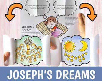 JOSEPH’S DREAMS Craft Printable | Bible Story Lesson Activity Kids | Sunday School Cut Glue Worksheet