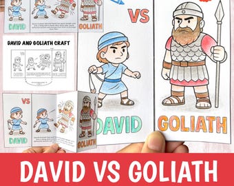 David and Goliath Craft Printable | Bible Story Activity for Kids | Sunday School Cut Glue Worksheet
