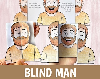Jesus Heilt Blinden Mann Printable | Bibelgeschichtenaktivität für Kinder | Sonntagsschule Schnitt Kleber Arbeitsblatt