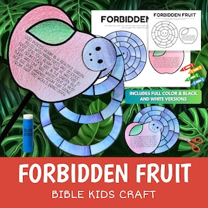 THE FORBIDDEN FRUIT Adam Eve Craft Printable | Bible Story Activity Kids | Sunday School Cut Glue