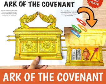 Ark of the Covenant Craft Printable | Bible Story Activity for Kids | Sunday School | Cut Glue Worksheet