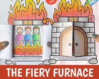 The Fiery Furnace Craft Printable | Bible Story Activity for Kids | Sunday School Cut Glue Worksheet