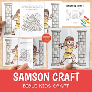 Samson Craft Printable | Bible Story Activity for Kids | Sunday School Cut Glue Worksheet