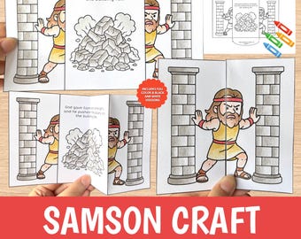 Samson Craft Printable | Bible Story Activity for Kids | Sunday School Cut Glue Worksheet
