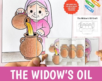 Elisha and The Widow’s Oil Craft Printable | Bible Story Activity for Kids | Sunday School Cut Glue Worksheet