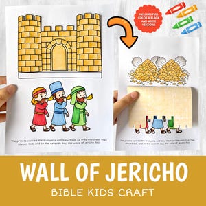 Wall of Jericho Craft Printable | Bible Story Activity for Kids | Sunday School Cut Glue Worksheet