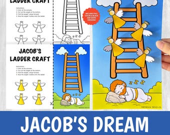 Jacob’s Ladder Craft Printable | Bible Story Activity for Kids | Sunday School Cut Glue Worksheet