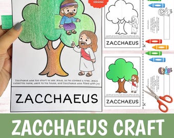 ZACCHAEUS Craft Printable | Bible Story Lesson Activity Kids | Sunday School Cut Glue Worksheet
