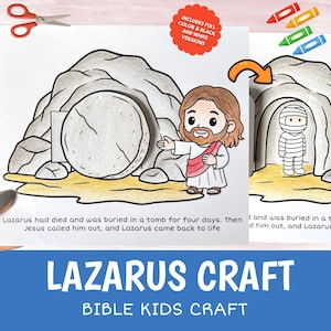 JESUS RAISES LAZARUS Craft Printable | Bible Story Lesson Activity Kids | Sunday School Cut Glue Worksheet