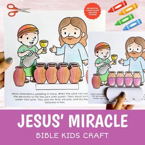 Jesus verwandelt Wasser in Wein – Bastelvorlage zum Ausdrucken | Biblische Geschichte für Kinder | Sonntagsschule
