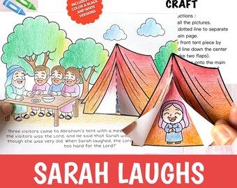 Sarah Laughs Craft Printable | Bible Story Activity for Kids | Sunday School Cut Glue Worksheet