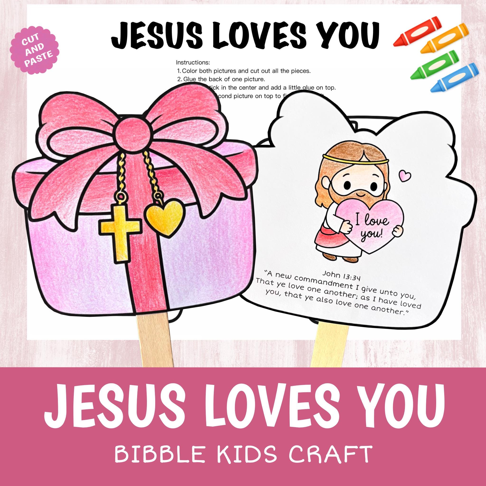 JESUS LOVES YOU Printable Craft Bible Activity Christian Kids Printable ...