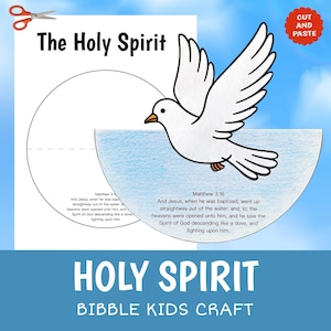 Manualidad imprimible del ESPÍRITU SANTO / Actividad de la historia bíblica para niños / Escuela dominical Iglesia Barra de pegamento para cortar
