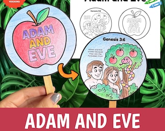 ADAM AND EVE Craft Printable | Bible Story Activity Kids | Sunday School Cut Glue Stick