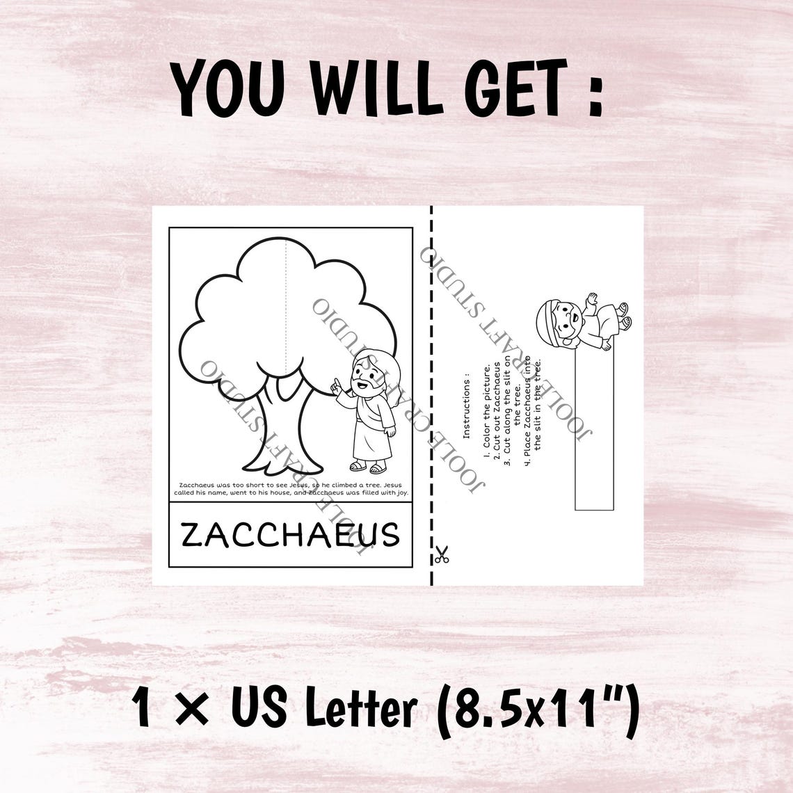 ZACCHAEUS Craft Printable | Bible Story Lesson Activity Kids | Sunday ...