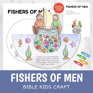 Fishers of Men Craft Printable | Bible Story Activity for Kids | Sunday School | Jesus Cut Glue Worksheet