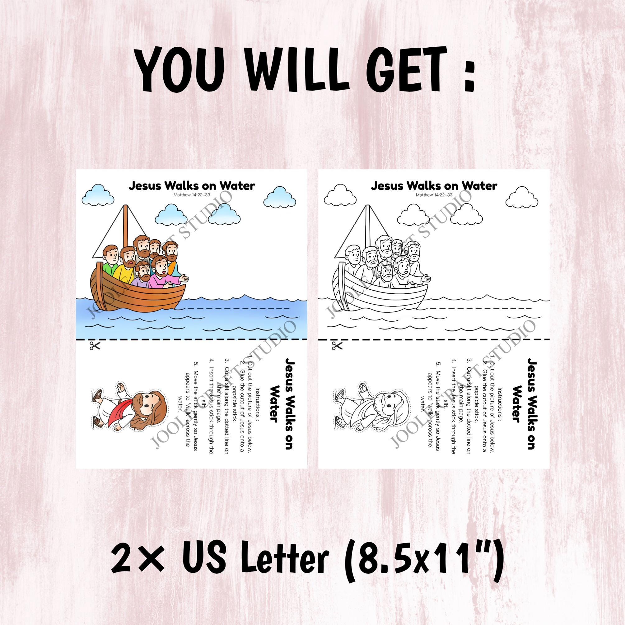 Jesus Walks on Water Craft Printable | Bible Story Activity for Kids ...