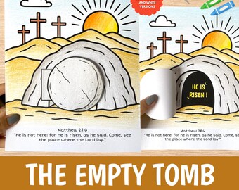 THE EMPTY TOMB Craft Printable | Bible Story Lesson Activity Kids | Sunday School Cut Glue Worksheet
