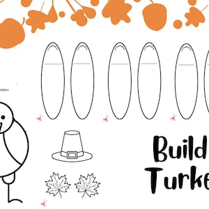 BUILD A TURKEY Thanksgiving craft, Thankful turkey, Thanksgiving coloring activity Instant Download!