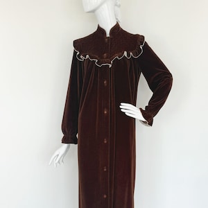 Vintage Chocolate Brown Velour Dressing Gown - Etsy