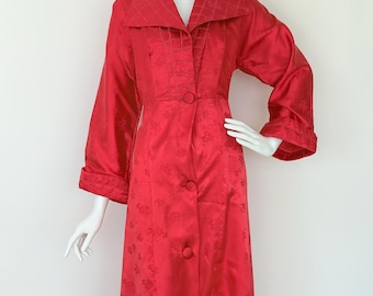 1960's Handmade Embossed Satin Dressing Gown