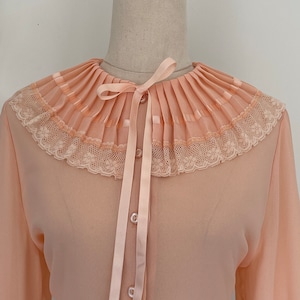 1980&#39;s Apricot Pleat Collar Blouse