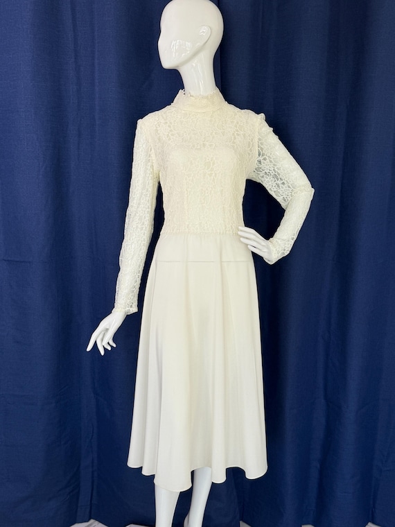 cream lace high neck dress High Neck Shoulder Pad Lace Trim Mini Dress In Cream Satin | EGO US