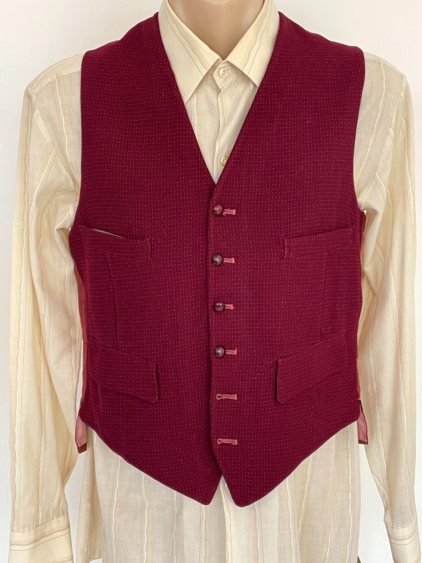 Vintage Burgundy Wool Waistcoat
